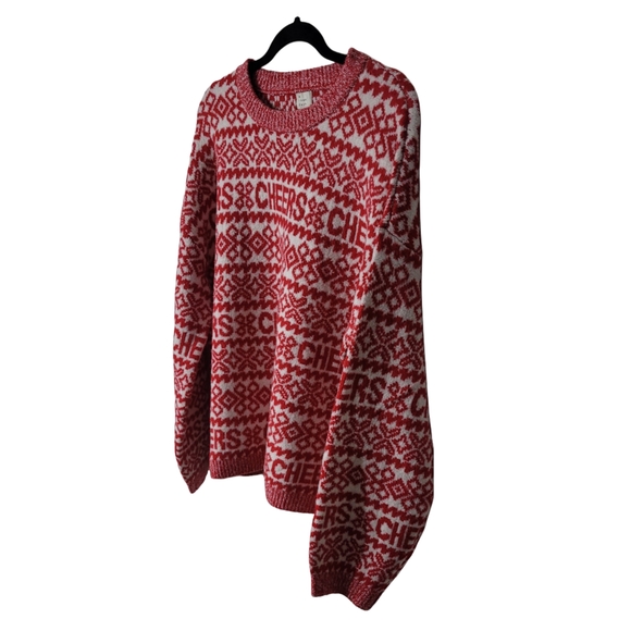 a new day Red and White Nordic Crew Neck Holiday Cheer Sweater Size XXL - Picture 3 of 6